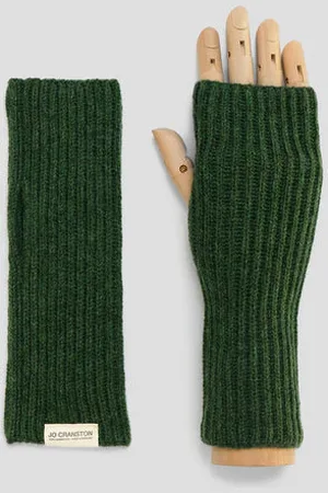 Jo Cranston Lambswool Fisherman’s Fingerless Gloves In Serpentine