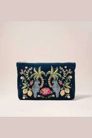 ELIZABETH SCARLETT Tropical Parrot Everyday Pouch - Ink