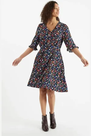 Louche Caitlin Rabbit Print V Neck Mini Dress - Uk8