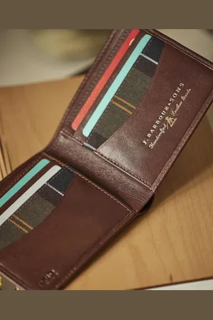 Barbour Colwell Leather Billfold Wallet Classic Tartan - Os