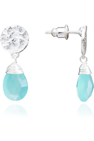 Azuni London Athena Drop Gemstone Earrings - Peach