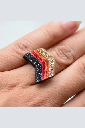 Esoteric London Glitter Chevron Ring