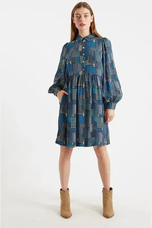 Louche Melly Geo Print Mini Shirt Dress - - Uk8