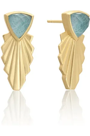 Azuni London Trillion Palm Leaf Earrings: Amazonite