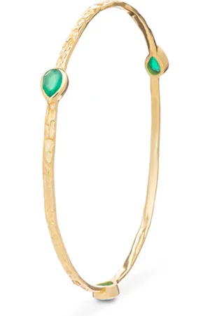 Azuni London Simi Three Stone Stacking Bangle Onyx - Labradorite