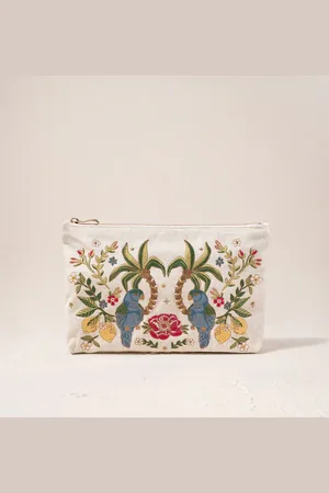 ELIZABETH SCARLETT Tropical Parrot Canvas Everyday Pouch