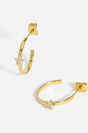 ESTELLA BARTLETT Cz Star Flat Edge Hoop Earrings