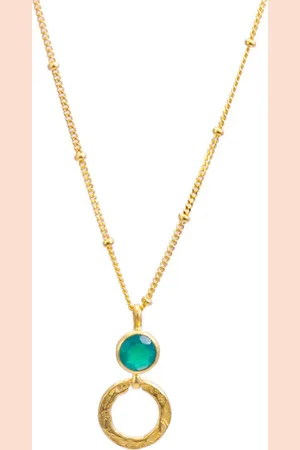 Azuni London Larissa Gemstone Necklace - Green Onyx