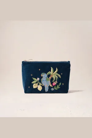 ELIZABETH SCARLETT Tropical Parrot Mini Pouch - Ink