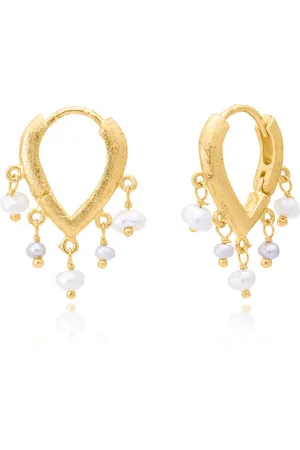 Azuni London Azuni Textured Tear Drop & Fresh Water Pearls