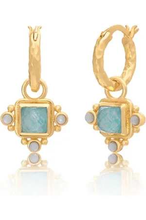 Azuni London Helena Hoop And Charm Earrings - Amazonite