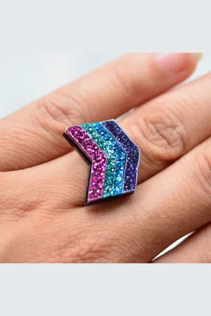 Esoteric London Glitter Chevron Ring