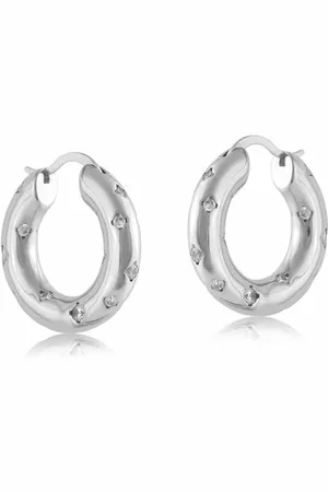Big Metal London Sacha Plated Brass Incrusted Hoop Earrings In London
