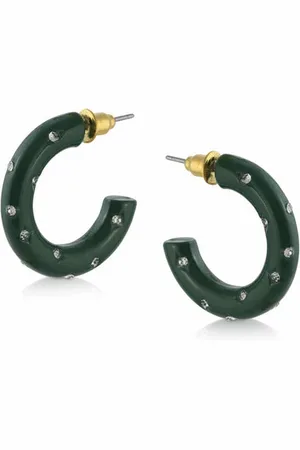 Big Metal London Nia Encrusted Hoop Earrings In London