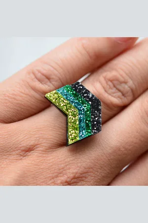 Esoteric London Glitter Chevron Ring
