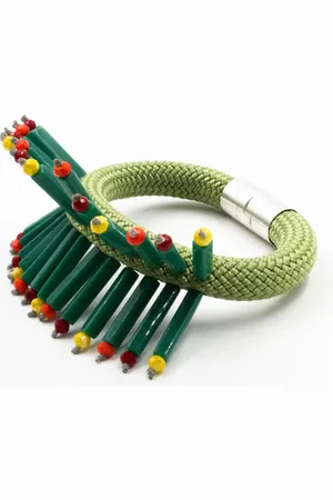 Christina Brampti Bracelet Climb Cord, Glass Beads - Green Multi