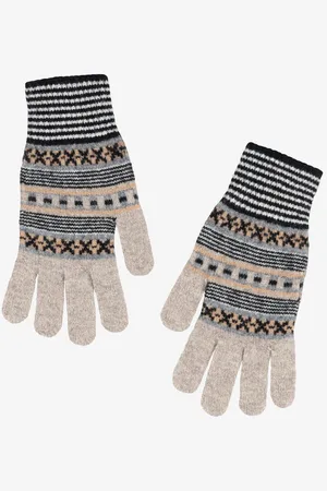 QUINTON & CHADWICK Dot And Cross Gloves - Bark