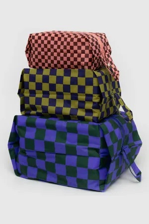 Baggu Jewel Checks 3d Zip Case Set Of 3