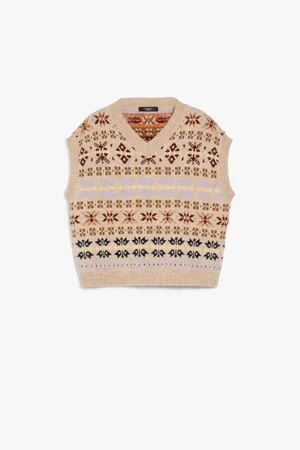 Max Mara Valvola Fairisle Motif Sleevless Vest Col: 002 - M