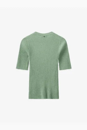 Mos Mosh Mmrelena Rib Ss Crew Neck Knit Col: Smoke - L