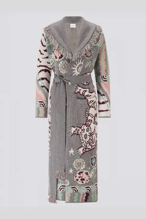 HAYLEY MENZIES Tibetan Tiger Merino Jacquard Long Cardigan - M