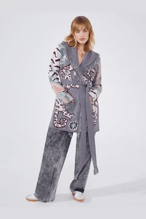 HAYLEY MENZIES Tibetan Tiger Merino Jacquard Short Cardigan - L
