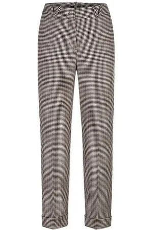 Riani Micro Houndstooth Straight Leg Trousers Col: 857 Smokey Pat - 14