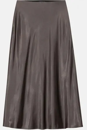 Luisa Cerano Satin Midi Skirt Col: 163 Grey, Size: 14 - 14