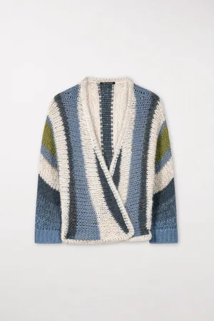 Luisa Cerano Crossover Gold Fleck Knitted Cardigan Col: 2423 , Siz - 12