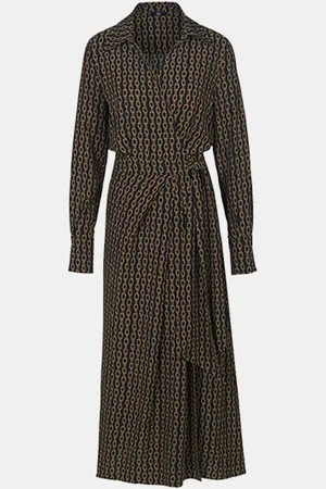 Riani Chain Print Wrap Midi Dress Col: / Bronze, Size: 14 - 10