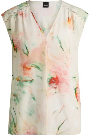 HUGO BOSS Binadi Floral Sleeveless Blouse Col: Multi, Size: 14 - 12