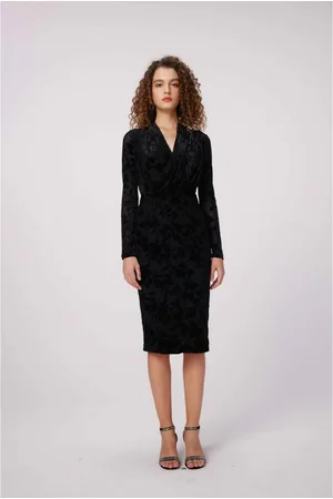 Diane von Furstenberg Tamra Floral Devore Elasticated Waist Dress Col: - L