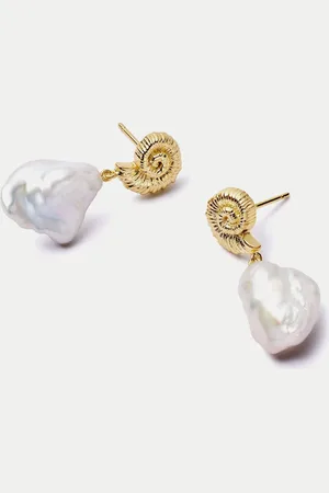 Daisy London Plated Shell Baroque Pearl Drop Earrings - | Onesize