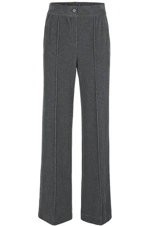 Riani Corduroy Wide Leg Relaxed Trouser Col: 935 Moon Rock, Size: 14 - 14