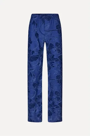 STINE GOYA Fine Line Poppies Elasticated Straight Leg Pants Size: Xl, - M