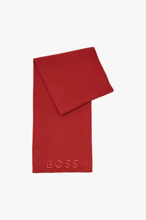 HUGO BOSS Medium Lyaran Ribbed Knitted Logo Scarf - Os