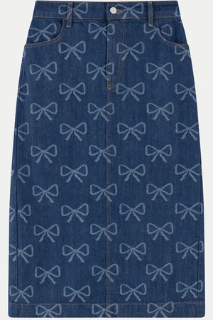 The Tiny Big Sister Size 34 Deep Agnes Bows Denim Skirt - Blue / 34