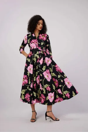 Diane von Furstenberg Blaine Hendrix Floral Print Midi Dress Col: Hrfp - M