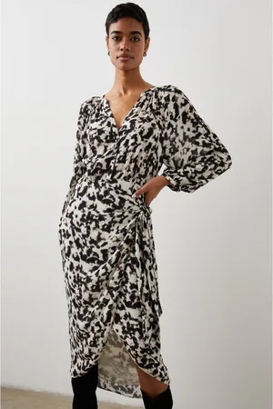 Rails Tyra Blurred Cheetah Tie Wrap Dress Size: L, Col: - L