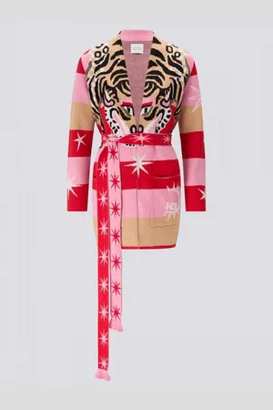 HAYLEY MENZIES Tiger Stripe Cotton Jacquard Short Cardigan Col: /pi - L