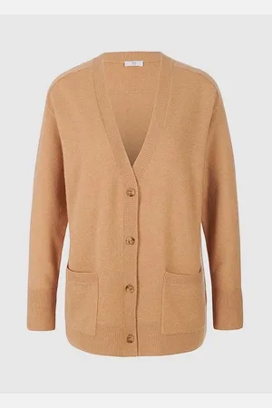 Riani Loose Fit Double Pocket Low V Cardigan Col: 825 Stone, Size - S