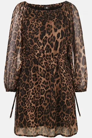 Riani Leopard Sheer Sleeve Belted Dress Col: 884 Multi - 12
