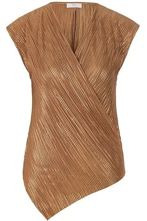 Riani Metallic Plisse Deep Surplice Sleeveless Top Col: 834 , Size - 10