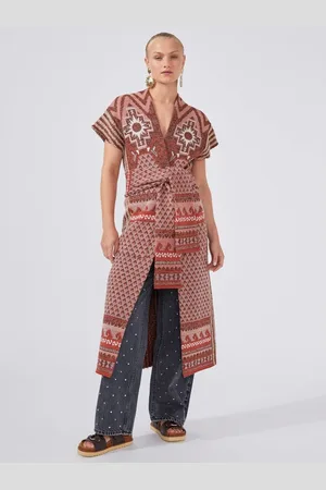 HAYLEY MENZIES Sahara Merino Jacquard Sleeveless Long Cardigan Size: M - M