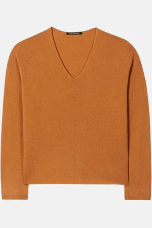 Luisa Cerano Thick Hem Soft V Neck Jumper Col: 650 Burnt , Size: - 12