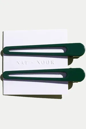 NAT + NOOR Forest Triangle Hair Clips - Green