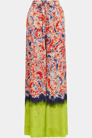 Essentiel Antwerp Red And Printed Googoo Wide Leg Pants With Dip Dyed Effect - 34