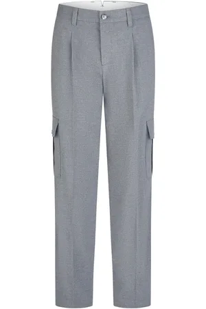 Marc Aurel Flannel Cargo Trousers Grey Melange - Uk 10