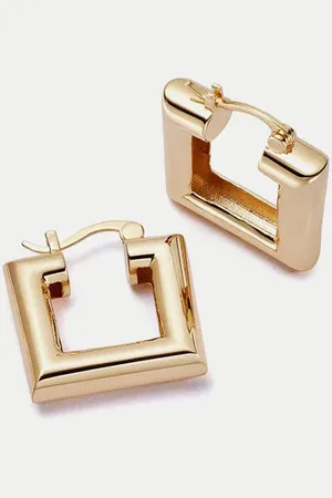 Daisy London Plated Polly Sayer Mini Chubby Square Hoop Earrings