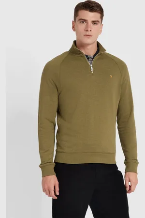 Farah Sweat-shirt À Col Zippé Kaki - Xxl